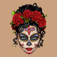 Mexican Sugar Skull Messy Bun Woman Vintage Tee | Teevron