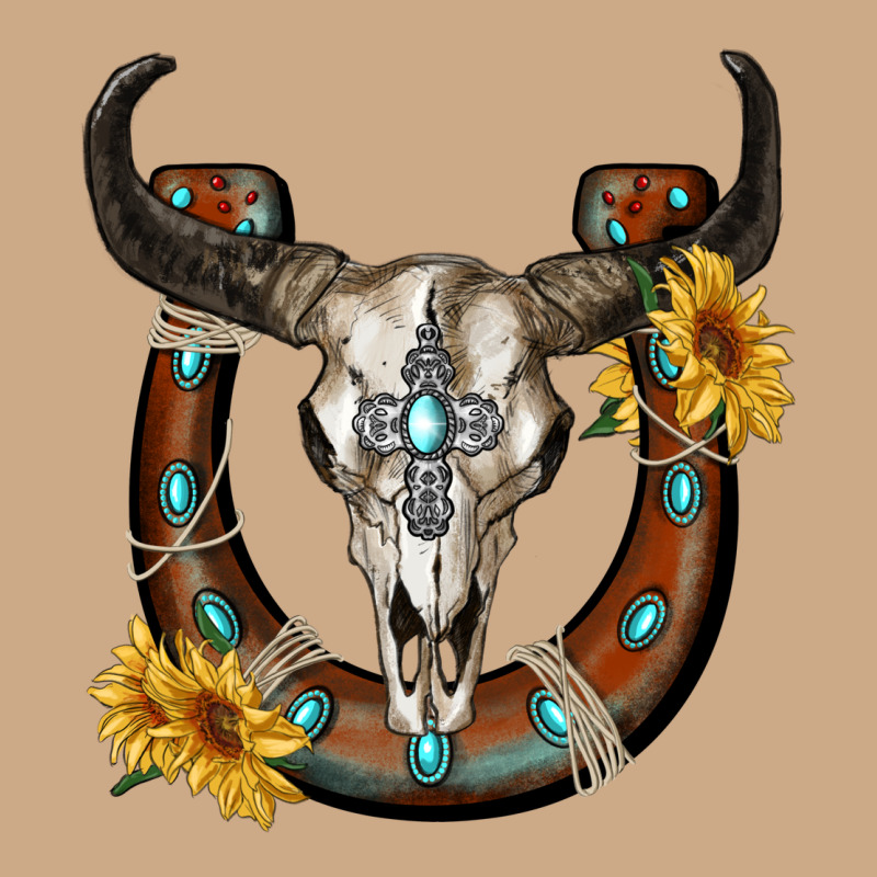 Bull Skull With Horseshoe Vintage Hoodie by RanaPortraitStore | Teevron