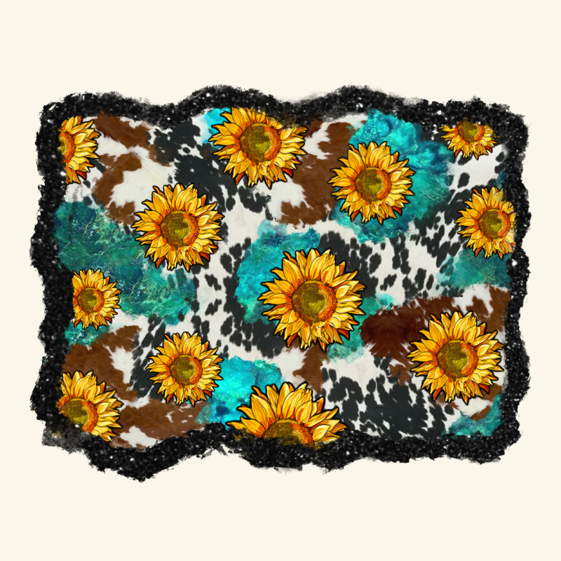 Cowhide  Turquoise Sunflowers Pattern Olivia Premium Hoodie by OliviaCreatesArt | Teevron