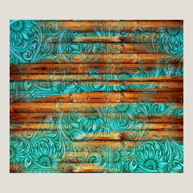 Turquoise  Leather And Wooden Pattern Tumbler Heavy Core Tee by Jasminsmagicworld | Teevron