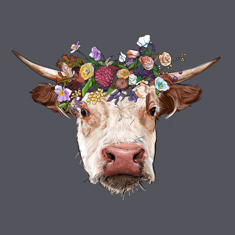 Hereford Cow With Floral Headband Vintage Hoodie by RanaPortraitStore | Teevron