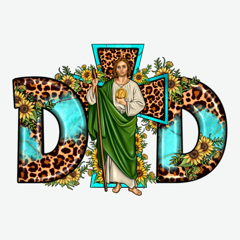 Dad San Judas Sunflower Leopard Turquoise Urban Heavy Tee by JahusDesignShop | Teevron