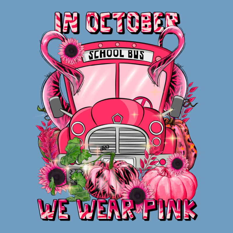 In October We Wear Pink Halloween School Bus Urban Heavy Tee by LillyAllenDesigns | Teevron