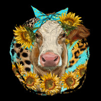 Simmental Heifer With Sunflowers And Leopard Ladies Tee | Teevron