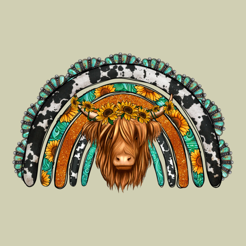 Turquoise Cowhide Sunflower Headband Highland Cow Heavy Core Tee by Jasminsmagicworld | Teevron