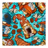 coffee and barista gnomes with glitter seamless pattern bbs | Teevron