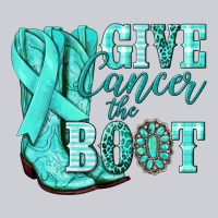 Give Cancer The Boot Ovarian Cancer Teal Ribbon Heavyweight Sweatshirt | Teevron