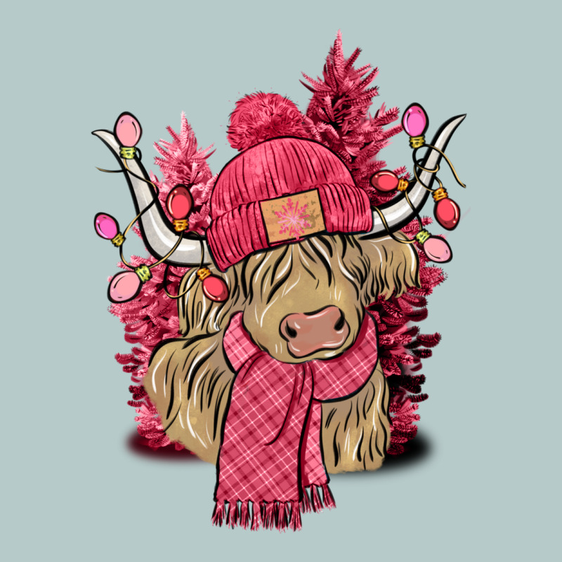 Pink Winter Long Haired Cow Heavy Core Tee by NancyCooperArtShop | Teevron
