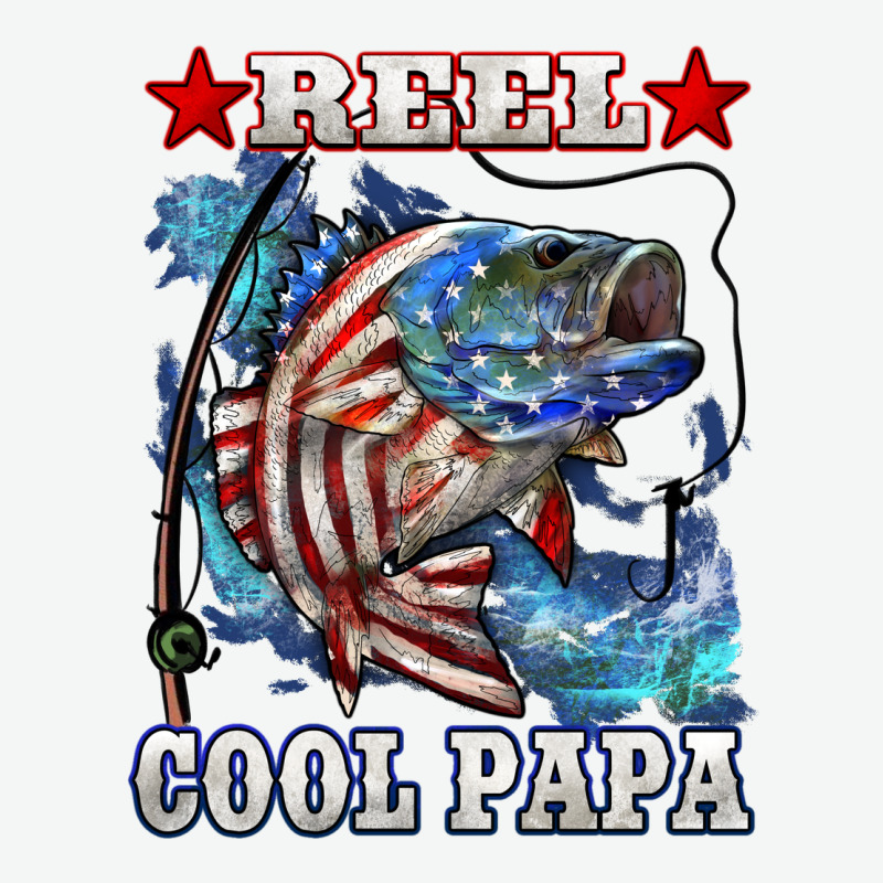 Reel Cool Papa American Flag Bass Fishing Urban Heavy Tee by LillyAllenDesigns | Teevron