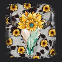 Cowhide Sunflower Gemstone Bull Skull Vintage Tee | Teevron
