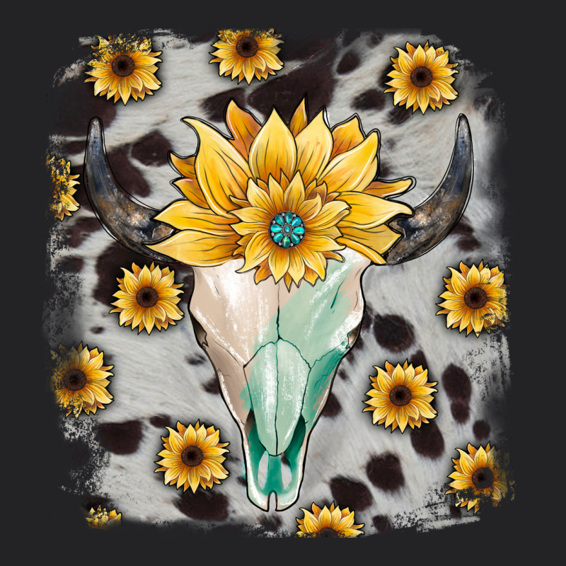 Cowhide Sunflower Gemstone Bull Skull Vintage Tee by JahusDesignShop | Teevron