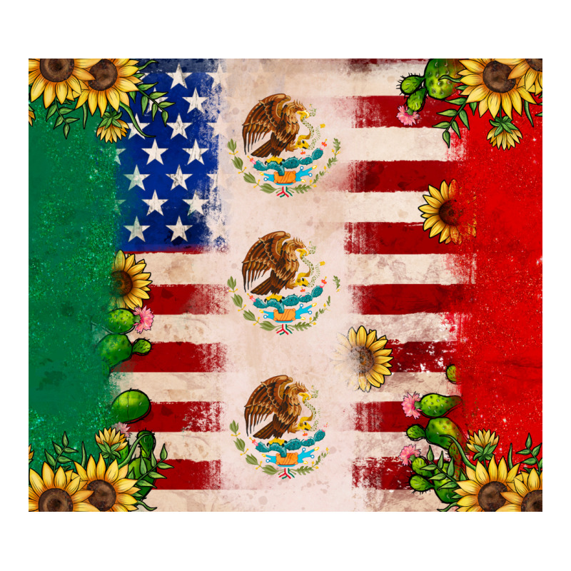 American Flag Mexico Flag Sunflower Cactus Urban Heavy Tee by JahusDesignShop | Teevron