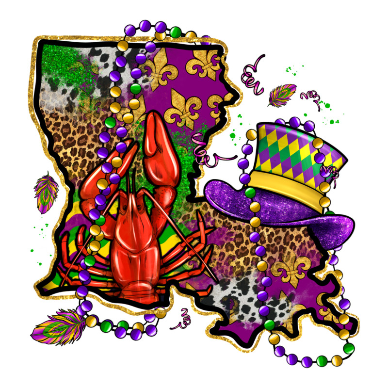 Mardi Gras Louisiana Map Premium Hoodie by OliviaCreatesArt | Teevron