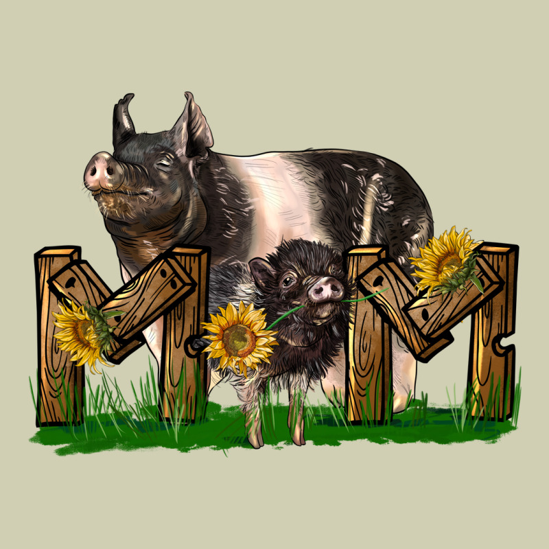 Western Mom With Hampshire Pig And Baby Pig Heavy Core Tee by LillyAllenDesigns | Teevron