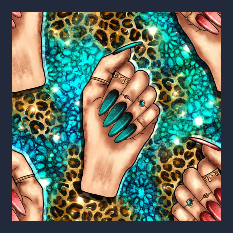 Nail Art With Leopard And Turquoise  Gemstone Seamless Pattern Bbs Premium Sweatshirt by BundleAndBundleShop | Teevron