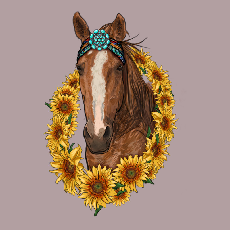 Brown Horse With Gemstone And Sunflowers Vintage Hoodie by RanaPortraitStore | Teevron
