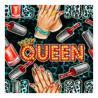 nail queen hand and polish with lights and leopard seamless pattern bb | Teevron