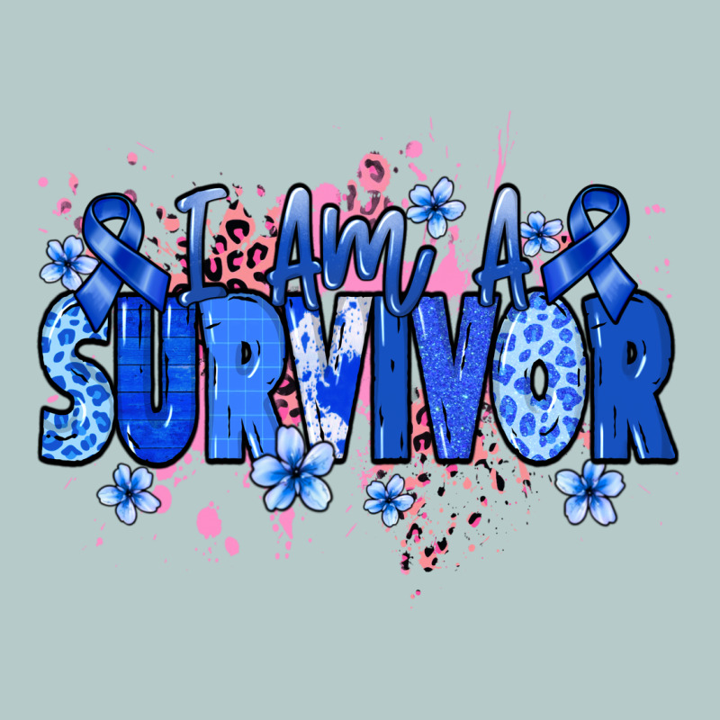 I Am A Survivor Colon Cancer Blue Ribbon Heavy Core Tee by NancyCooperArtShop | Teevron
