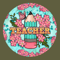 Teacher Floral Pencil Round Earring Vintage Tee | Teevron