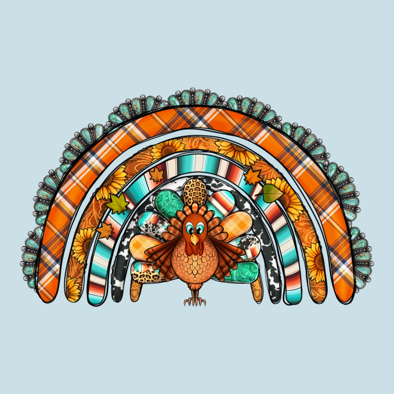 Turquoise Thanksgiving Turkey Rainbow Ladies Tee by Jasminsmagicworld | Teevron