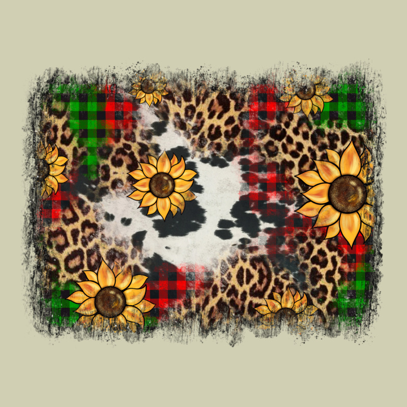 Distressed Christmas Sunflowers Leopard Cowhide Background Heavy Core Tee by Jasminsmagicworld | Teevron