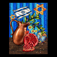 Hanukkah Table With Oil Pitcher Heavy Core Tee | Teevron