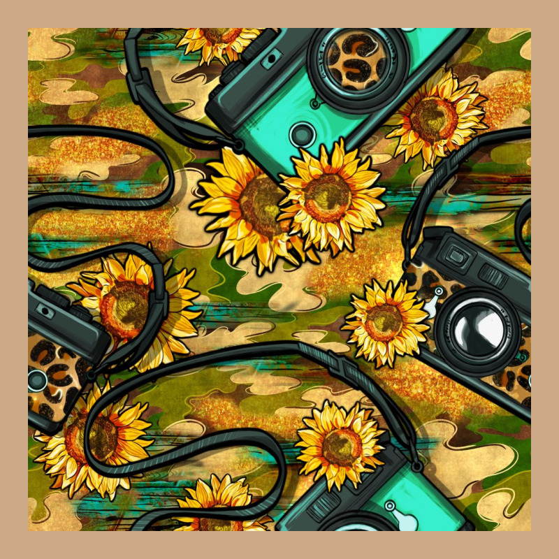 Leopard Digital Camera And Sunflowers With Camouflage Seamless Pattern Vintage Hoodie by BundleAndBundleShop | Teevron
