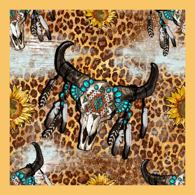 Western Bull Skull And Sunflowers With Leopard Seamless Pattern Vintage Hoodie by BundleAndBundleShop | Teevron