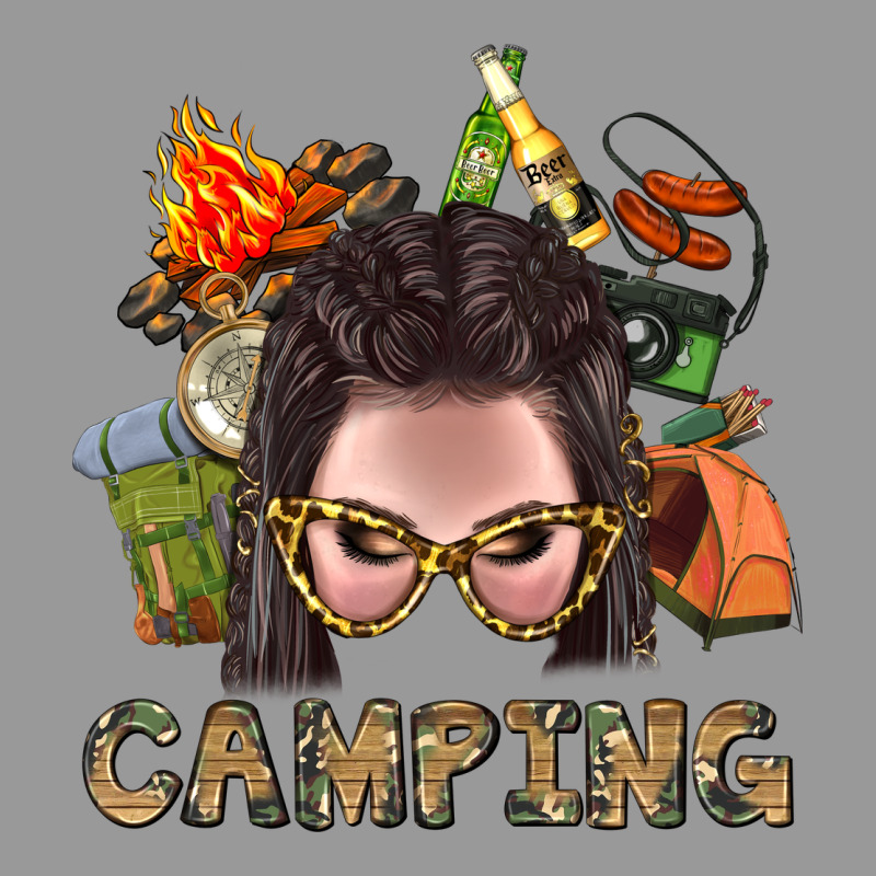 Camping Braid Hair Woman With Fire Bbs Vintage Hoodie by BundleAndBundleShop | Teevron