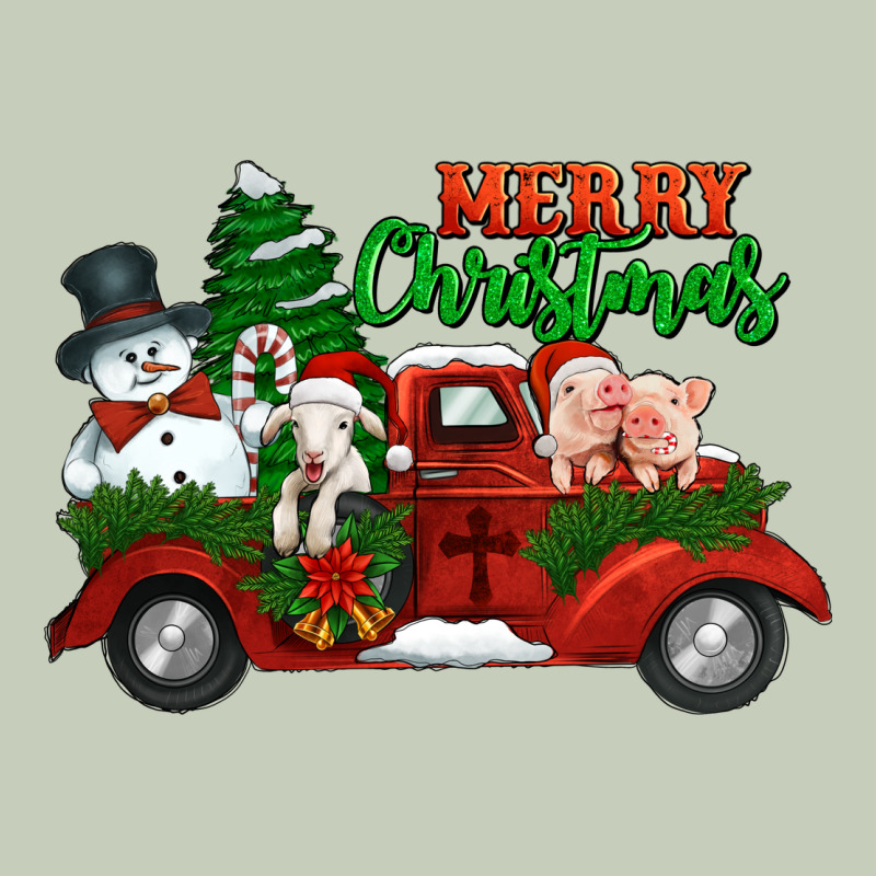 Merry Christmas Snowman And Farm Animals Truck Ladies Tee by Jasminsmagicworld | Teevron