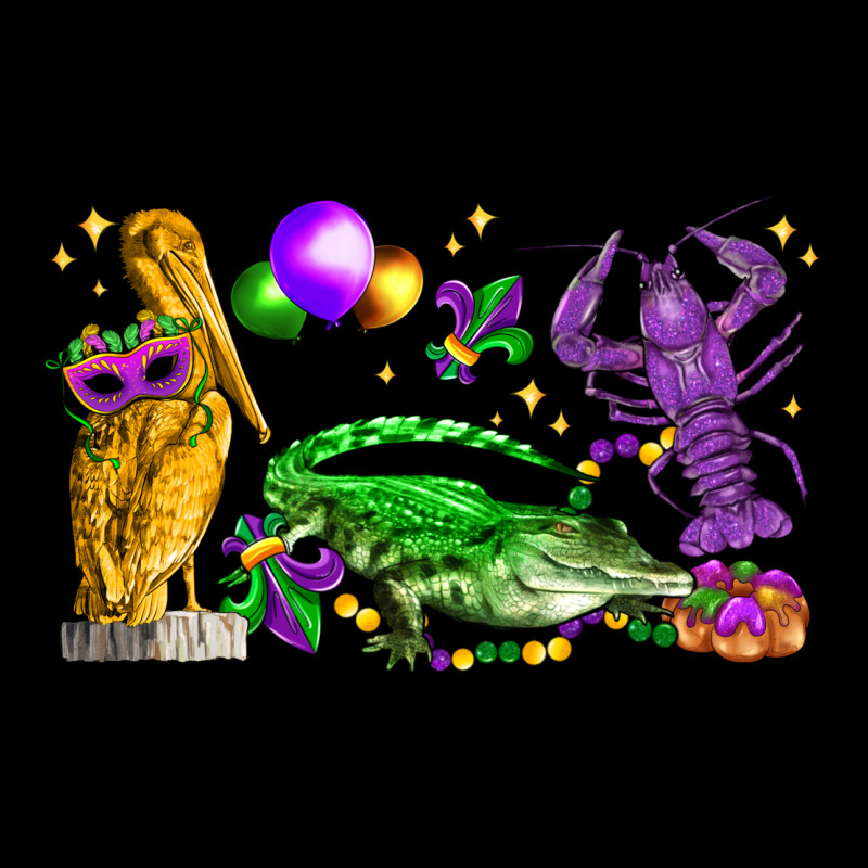 Mardi Gras Pelican Alligator And Crawfish Urban Heavy Tee by LillyAllenDesigns | Teevron