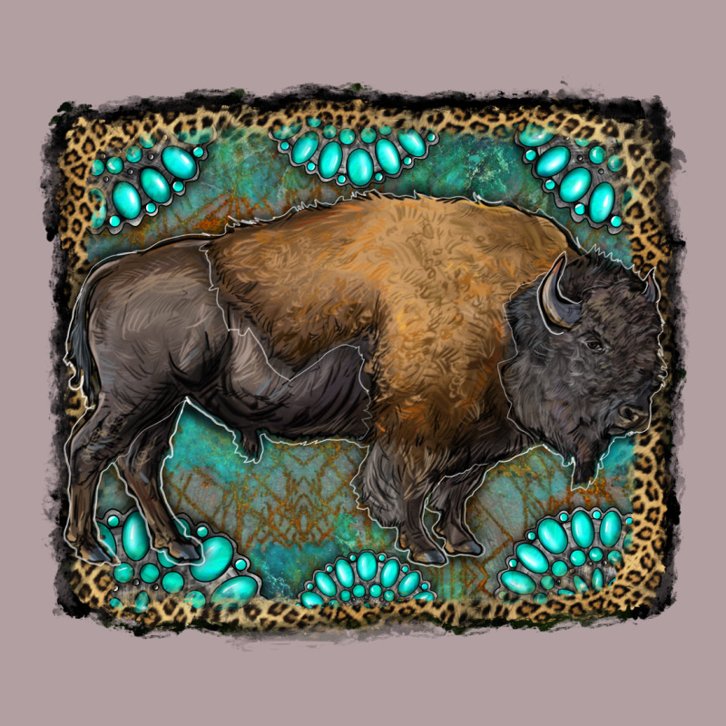 Bison With Gemstone Background Vintage Hoodie by RanaPortraitStore | Teevron