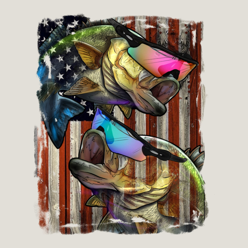 American Flag With Bass Fish Heavy Core Tee by LillyAllenDesigns | Teevron