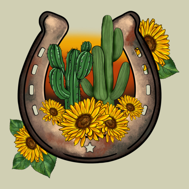 Western Horseshoe Sunflower Cactus Heavy Core Tee by BarkalooDesign | Teevron