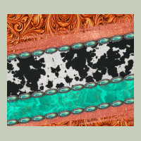 Western Turquoise Gemstone Cowhide  Leather Tumbler Ladies Tee | Teevron