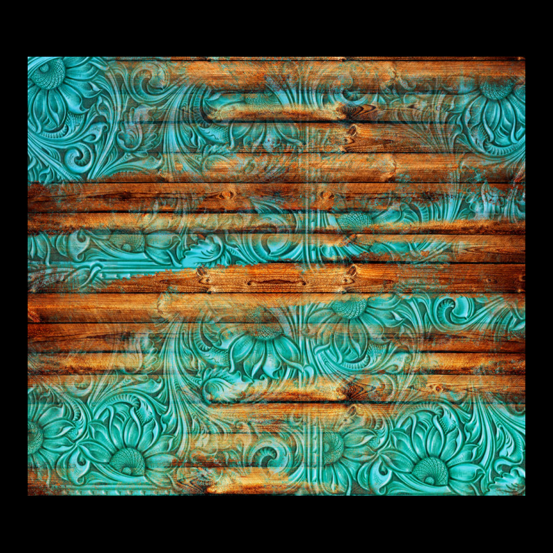 Turquoise  Leather And Wooden Pattern Tumbler Ladies Tee by Jasminsmagicworld | Teevron