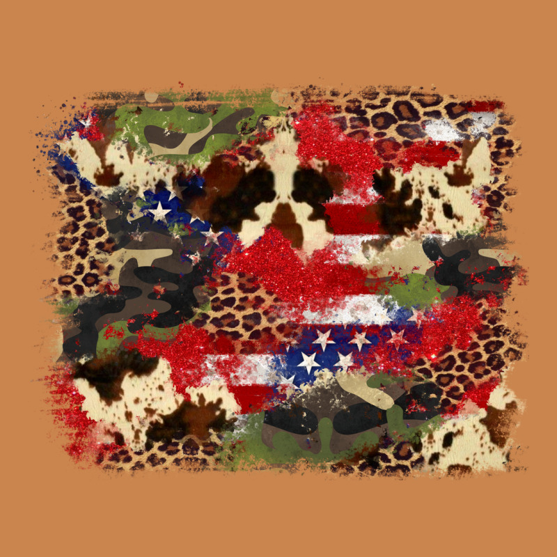 4th Of July American Flagcowhide  Leopard Backgrou Heavyweight Hoodie by FaDigitalArtStudio | Teevron