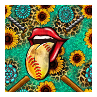 softball lips sunflowers and gemstones seamless pattern | Teevron