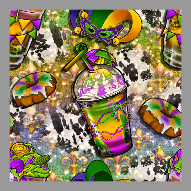 Mardi Gras Coffee Cups And Donut With Cowhide Vintage Hoodie by BundleAndBundleShop | Teevron