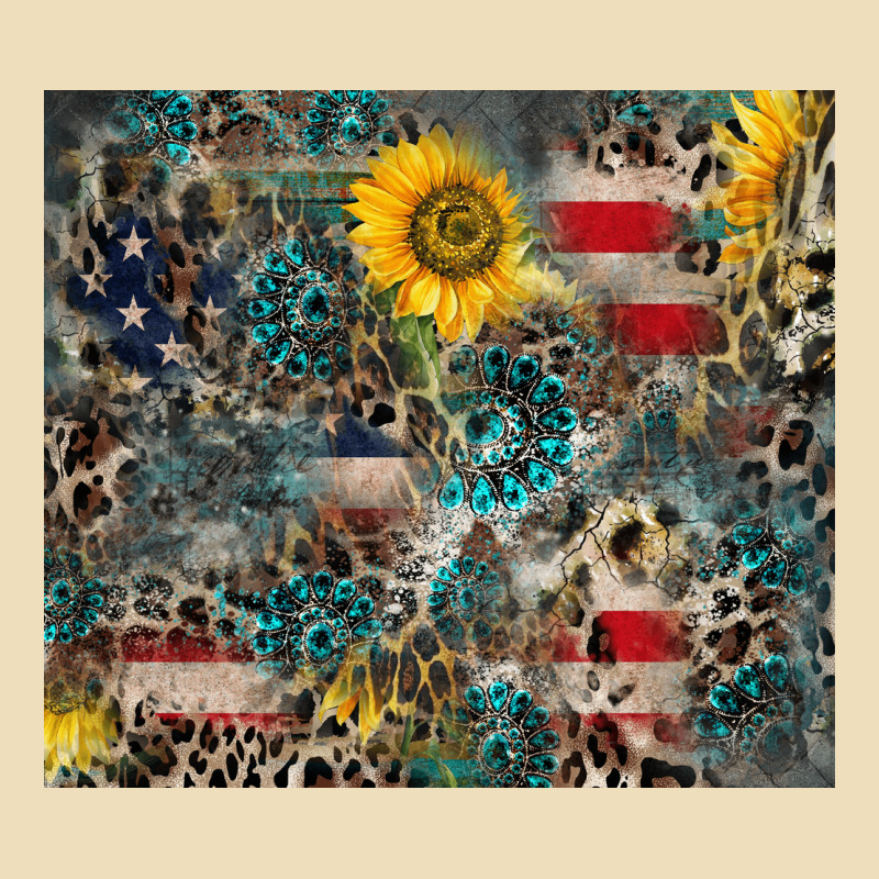 America Flag Leopard Gemstone Sunflower Premium Hoodie by CowCowDesign | Teevron