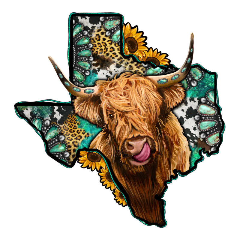 Texas Map Highland Cow Ladies Tee by Jasminsmagicworld | Teevron