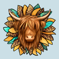 Highland Cow Turquoise Sunflower Ladies Tee | Teevron