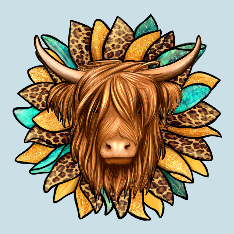 Highland Cow Turquoise Sunflower Ladies Tee by Jasminsmagicworld | Teevron
