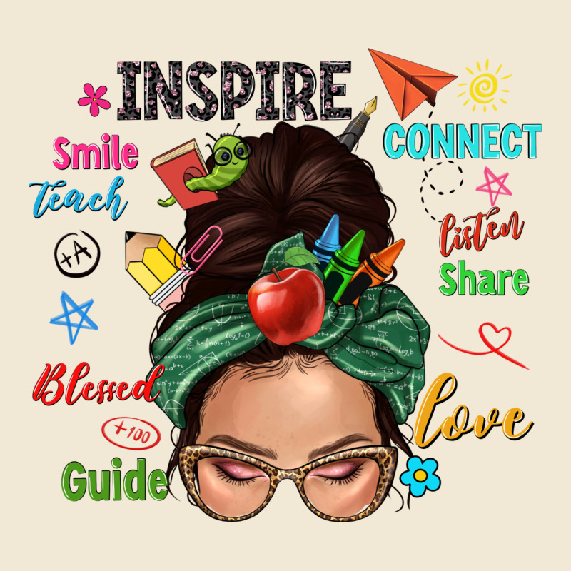 Teacher Messy Bun Caucasian Ladies Tee by NancyCooperArtShop | Teevron