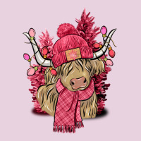 Pink Winter Long Haired Cow Ladies Tee | Teevron