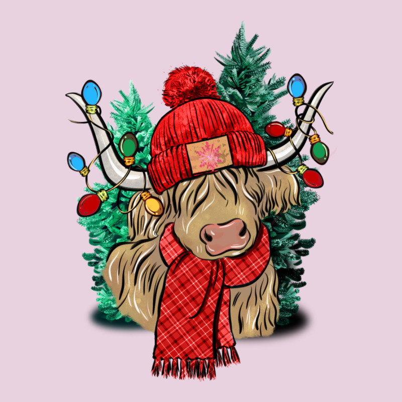 Red Christmas Long Haired Cow Ladies Tee by NancyCooperArtShop | Teevron