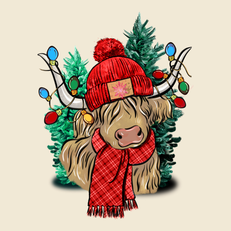 Red Christmas Long Haired Cow Ladies Tee by NancyCooperArtShop | Teevron