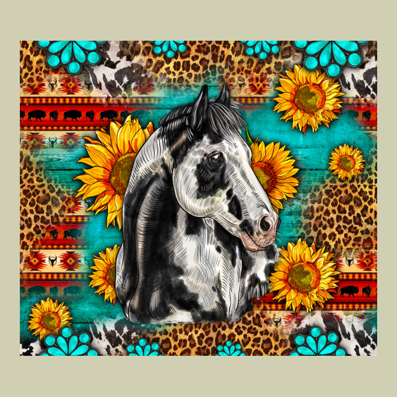 Aztec Sunflowers Horse Heavy Core Tee by LillyAllenDesigns | Teevron