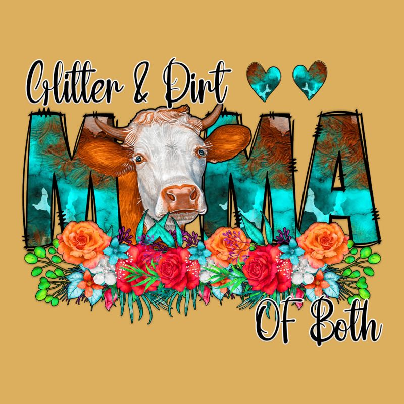 Glitter Dirt Mama Of Both Cow Flowers Premium Hoodie by CowCowDesign | Teevron