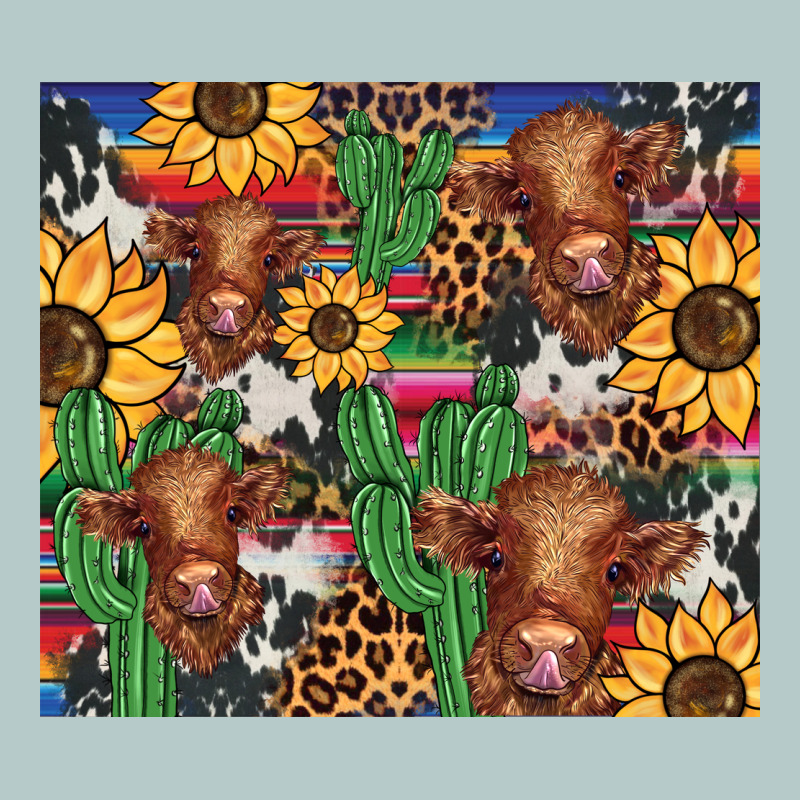Western Cactus Sunflower Highlands Cow Heavy Core Tee by BarkalooDesign | Teevron